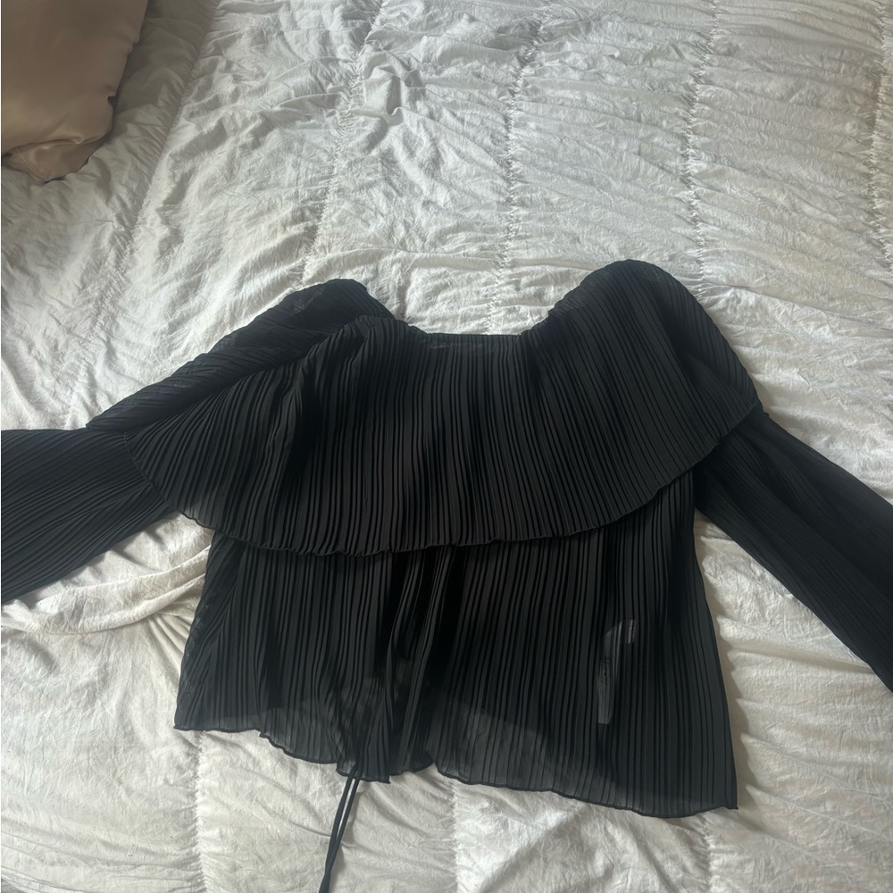 Zara Black Pleated Top